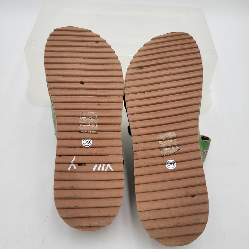 L'artise Spring Step Too Cool Green Sandals Size 39/8.5 Hook and Loop Leather - Picture 6 of 9